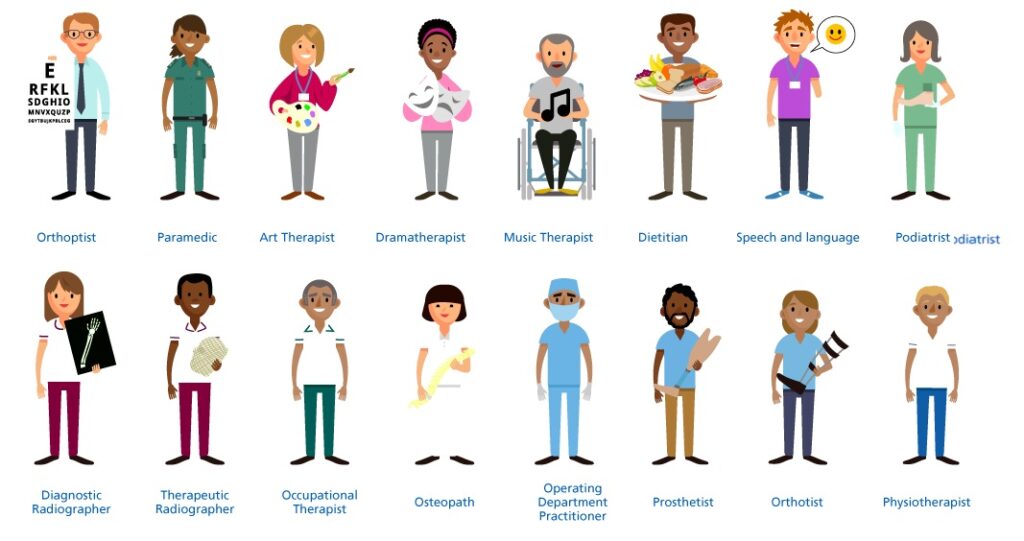 Graphic showing all fourteen AHP roles